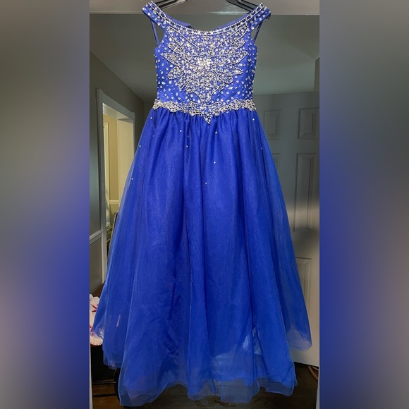 Royal blue girls pageant formal dress, size 6 8 - Picture 1 of 8